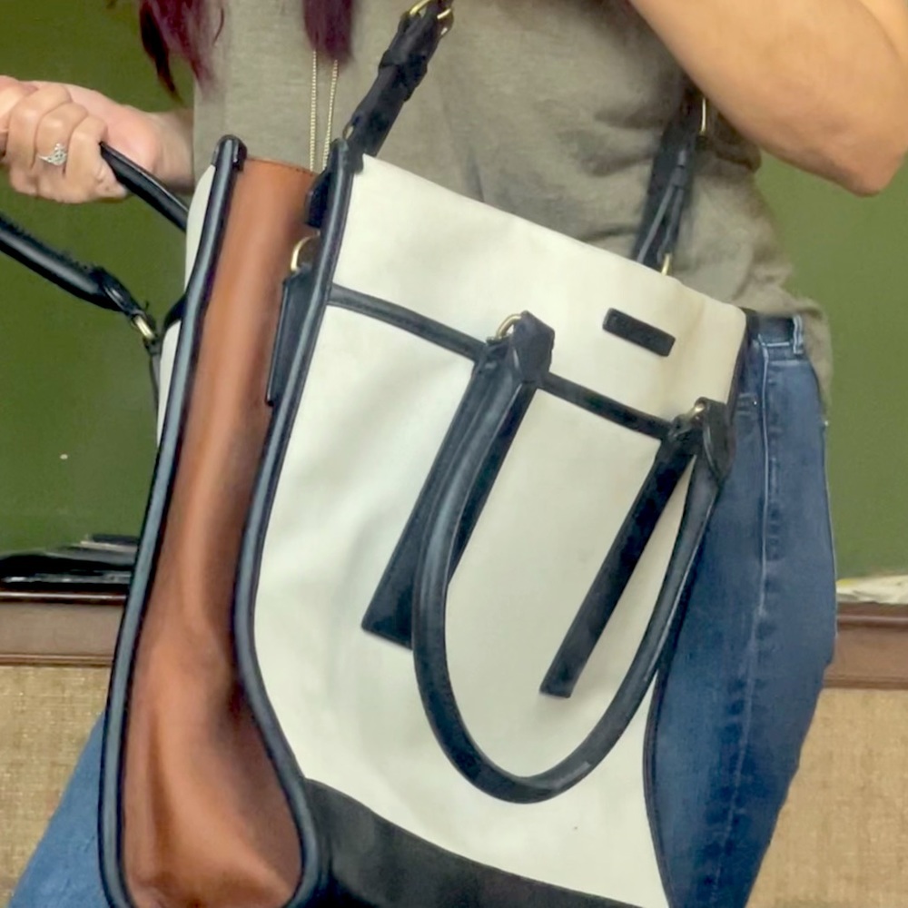 Coach thick heavy canvas leather tote